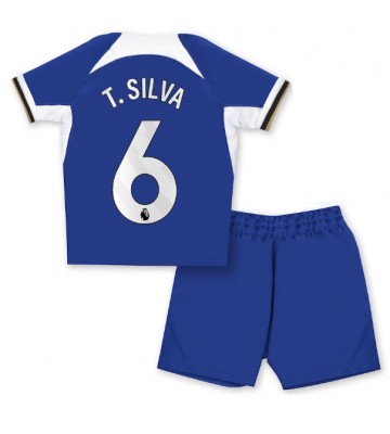 Chelsea Thiago Silva #6 Hemmaställ Barn 2023-24 Kortärmad (+ Korta byxor)